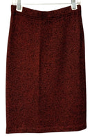 ST JOHN Couture Black Red Knit Knee Length Skirt