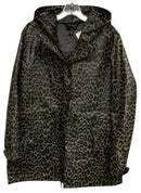 TRIBAL Black/Brown Leopard Print Hooded Rain Jacket