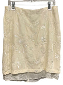 J CREW Cream w/Sequin & Embroid Detail Velvet Slip Skirt