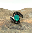 Sterling, Ethiopian Opal & Black Spinel Ring