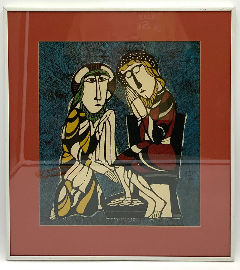 Japanese Woodblock Print of Foot Washing