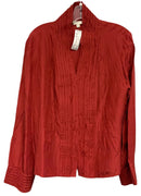J JILL Dk Red Pleated L/S Zip Silk Jacket