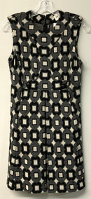 MILLY Grey/Black/Sand Geo Print S/L Dress