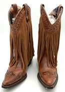 DINGO Brown Leather & Suede Fringed Western Boots 6