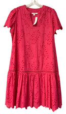 CHICOS Pink Eyelet Ruffle Hem Split Neck S/S Dress