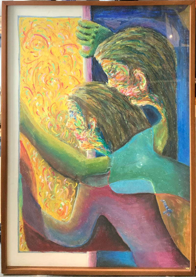 Abstract Acrylic on Paper of Girls In Window