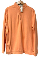 PETER MILLAR Orange/Grey Cotton Modal 1/4 Zip L/S Pullover