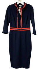 BODEN Navy w/Red & Navy Grosgrain Ribbon Accents 3/4 Sleeve Dress