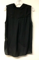 L'AGENCE Black Drape Front S/L Silk Top