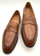CROCKETT & JONES Antiqued Tan Leather Rosebery Loafers 10D