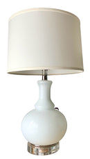 White Glass Gourd Lamp With Drum Shade