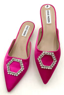 STEVE MADDEN Pink Satin Kees Jeweled Pointed Mules 8