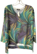 NALLY & MILLIE Aqua/Laverder/Grey/Yellow Abstract V-Neck L/S Sweater