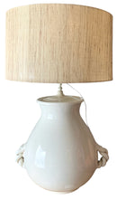 Jumbo White Pottery Lamp With Seagrass Drum Shade