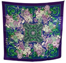 VERSACE Blue Purple Green Floral Silk Scarf