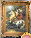 Extra Large Oil on Canvas of Man on Horse