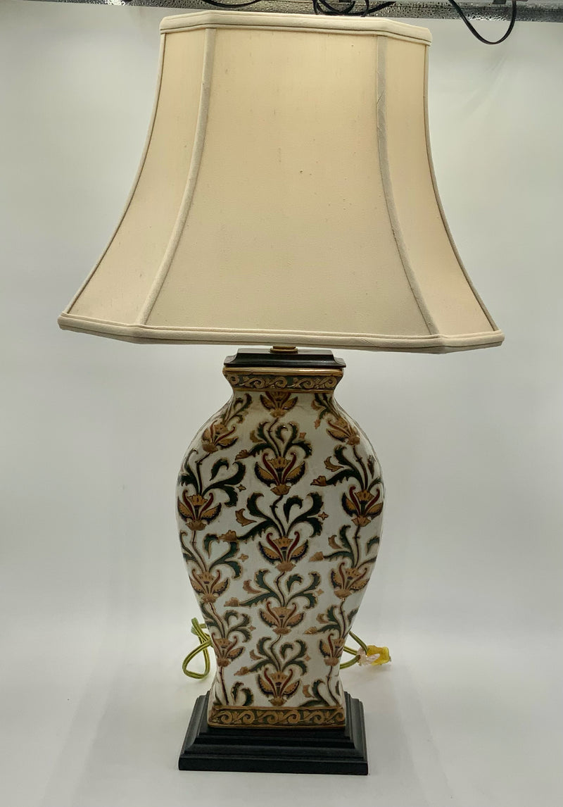 Asian Style Ceramic Lamp with Square Shade