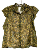 BTFL-LIFE Chartreuse/Teal/Brown Shimmer L/S B/D Top