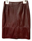 HUGO BOSS Burgundy Lamb Leather Paneled Skirt