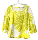 TRINA TURK Yellow/White Mod Floral Square Neck 3/4 Sleeve Top & Straight Leg Pan
