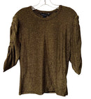 VERONICA BEARD Antique Gold Lurex Ruched Sleeve Top