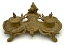 Antique Ornate Brass Double Inkwell