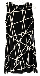 TOMMY HILFIGER Black/White Abstract Knit S/L Shift Dress