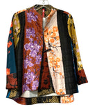 IC BY CONNIE K. Black/Orange/Turq/Multi Floral w/Toggle Button Jacket