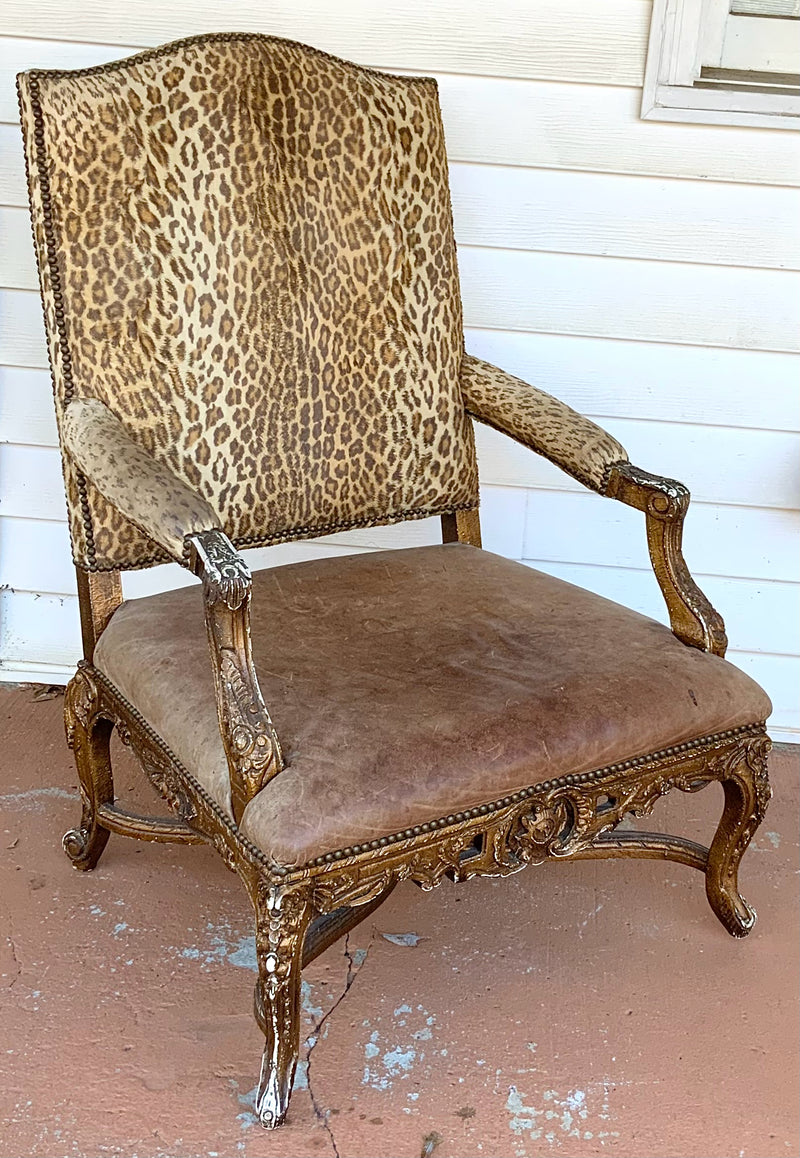 RALPH LAUREN Leopard & Leather Wing Back Chair