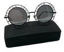 ELTON JOHN Black Round Frame Mirrored Lens Glitter Sunglasses