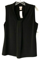 CHICOS Black w/Front Pleat S/L Top