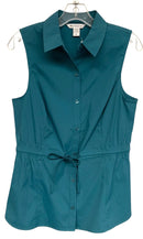 ATHLETA Teal Levitate Poplin B/D Tank