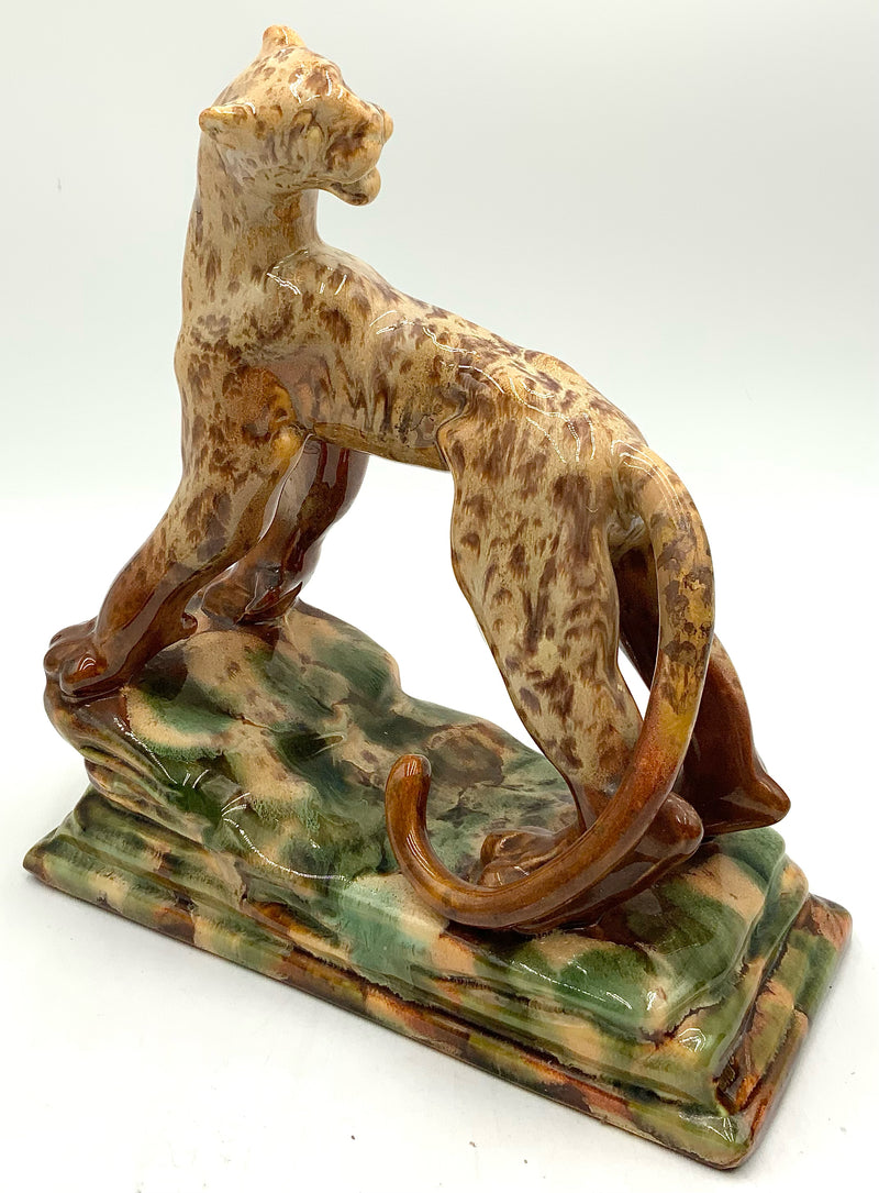 Majolica Style Leopard Figure