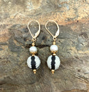 Wedgwood 14kt Gold, Porcelain & Pearl Earrings
