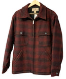 WOOLRICH Red Black Ombre Wool Plaid Zip Coat