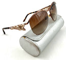 JUDITH LEIBER Bronze Brown Lens Floral Crystal Side Tortoise Arm Sunglasses