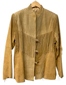 SCULLY Tan Fringed Whipstitch Leather w/Toggle Buttons Jacket