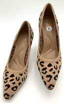 COSY ISLAND Tan Black Leopard Knit Pumps 8