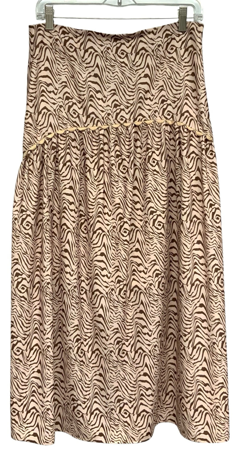 TAYLOR TILMAN Cream/Brown Tiger Stripes "Josephine" Skirt