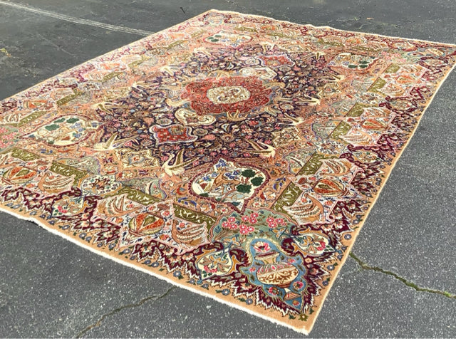 Vintage Persian Handmade Wool Rug With Animal Motif