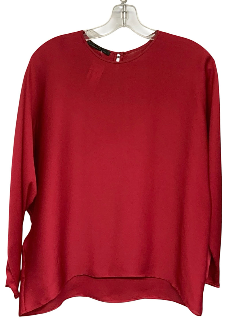 CAROLINA HERRERA Raspberry Keyhole Back L/S Silk Top