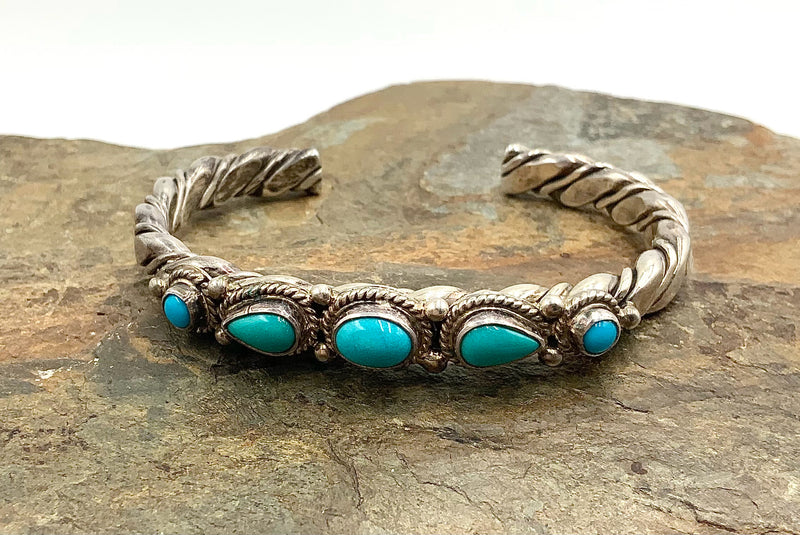 Southwest Style Sterling & Turquoise Cuff Bracelet