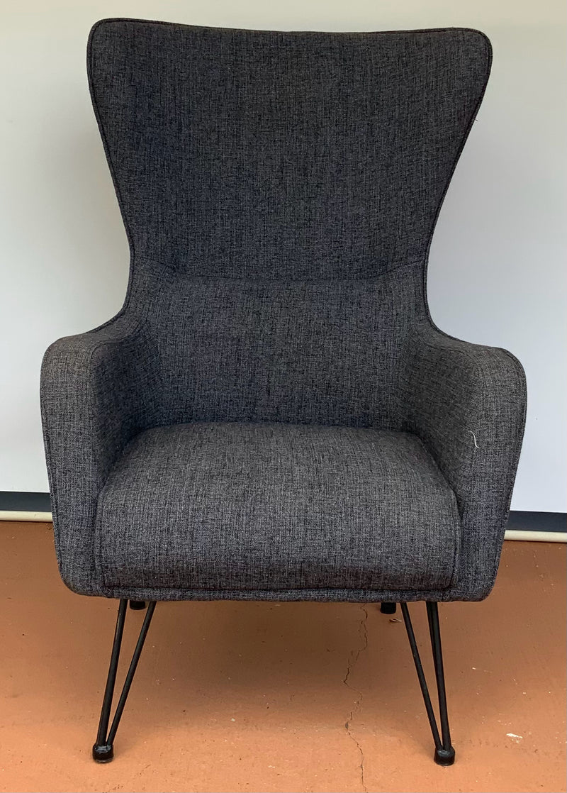 MCM Style Graphite Armchair on Metal Frame