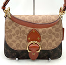 COACH Cognac Leather Signature & Carriage Print Custom Beat Shoulder Bag