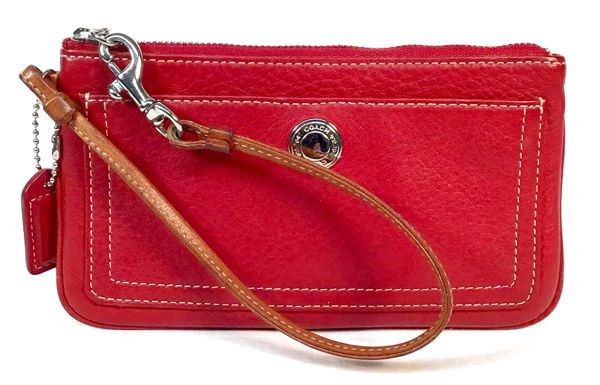 COACH Vintage Red Pebbled Leather Wristlet