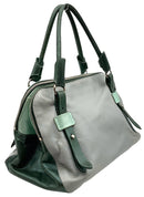 FURLA Mint Grey Forest Green Colorblocked Leather Satchel