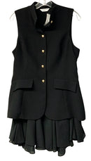 AMANDA UPRICHARD Black Knit Justine Flounce Vest Dress