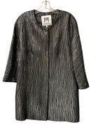 MILLY Silver Black Patterned Brocade 3/4 Slv Evening Jacket