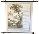 French Linen Aesop's Fable "Crow & Fox" Scroll