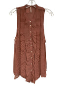 FREE PEOPLE Mauve Ruffle Front  S/L B/D Top